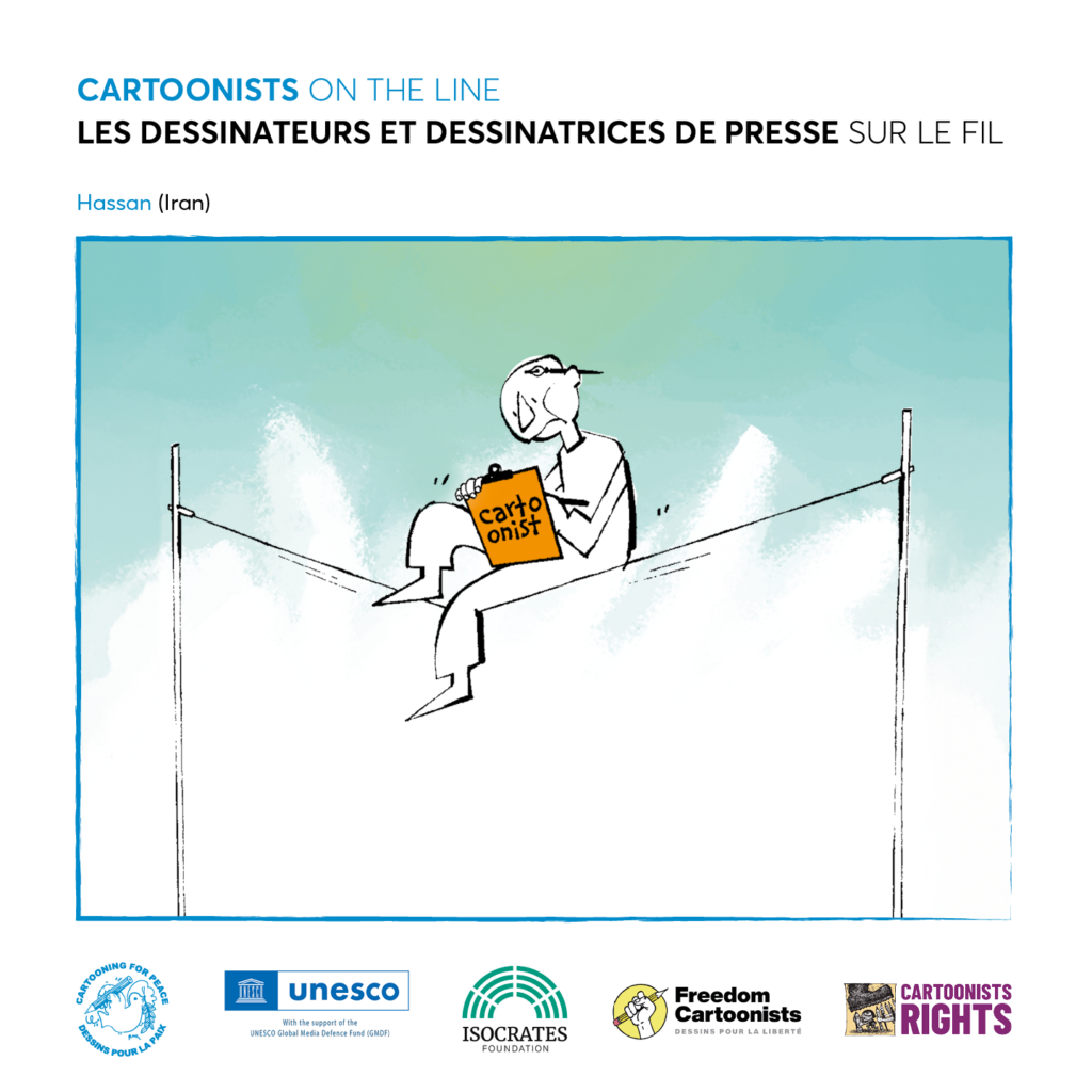 A report on threatened cartoonists – "Cartoonists on the Line" – is announced, written jointly by Cartooning for Peace and Cartoonists Rights.